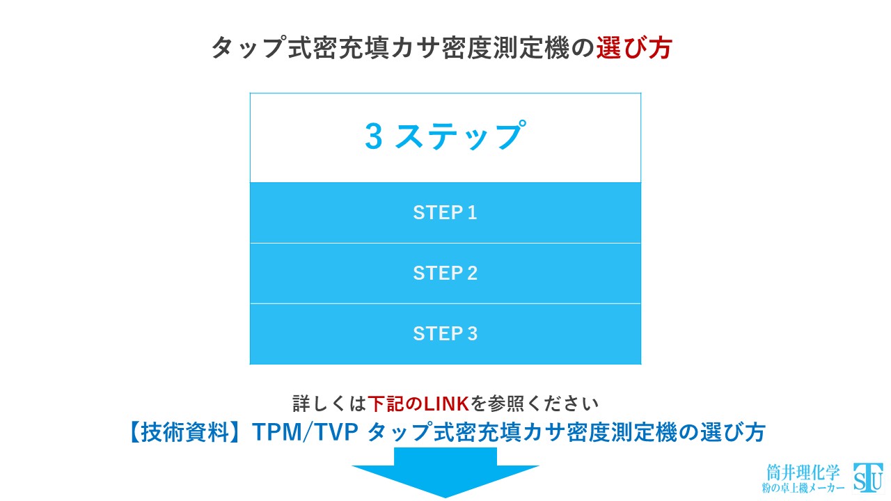 タップ式密充填カサ密度測定機の3ステップの選び方